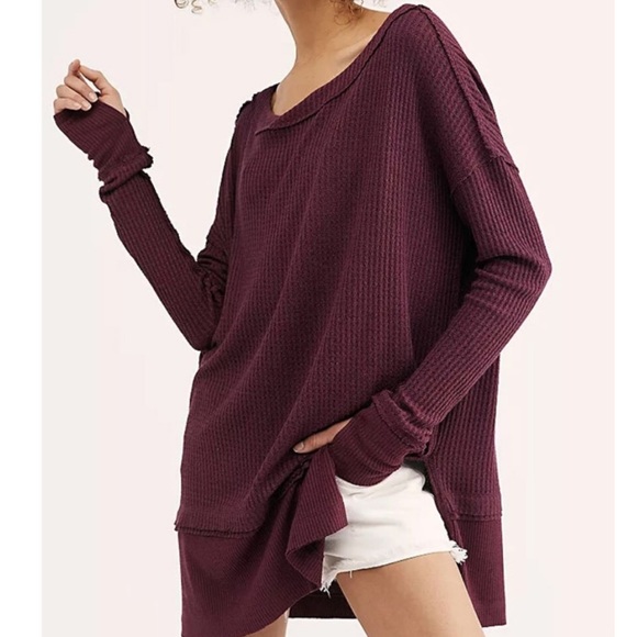 Free people Purple Thermal Tunic Top - Picture 3 of 8